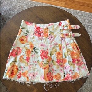 For Love And Lemons Floral Mini Skirt - Orange and Pink